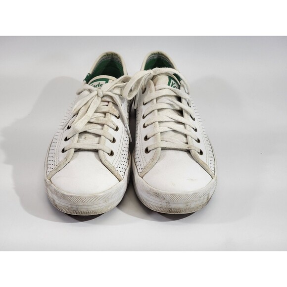 BF Women's Size 9 KEDS White Perforated Leather Lace Up Kickstart Sneakers Shoes - Picture 2 of 10